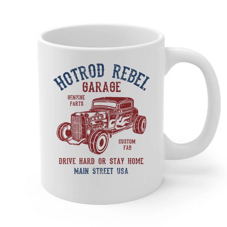 Hotrod Rebel Automotive Nostalgia Old Car Distressed Premium Tri-Blend Graphic Print Coffee Mug