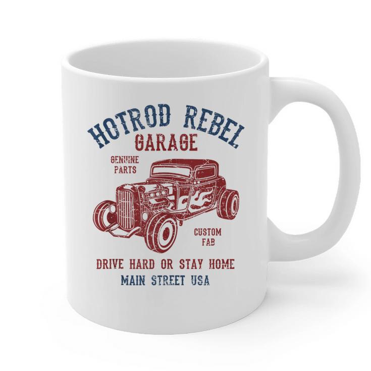 Hotrod Rebel Automotive Nostalgia Old Car Distressed Graphic Print Coffee Mug