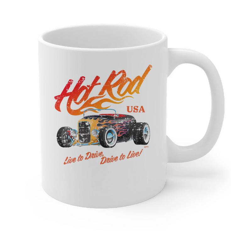 Hotrod Vintage Style Car Nostalgia Hotrod Distressed Premium Tri-Blend Graphic Print Coffee Mug