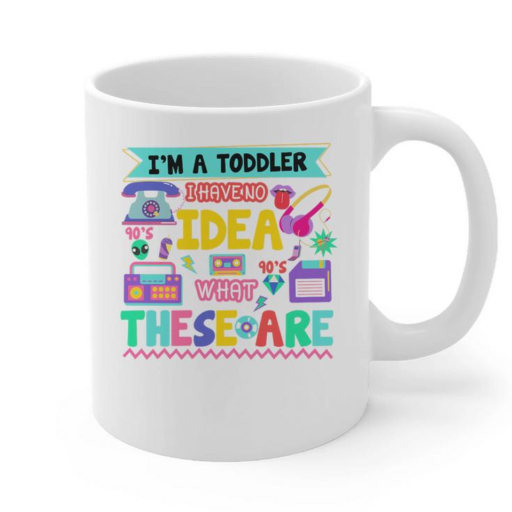 I'm A Toddler I Have No Ideas Retro Vintage 90s Nostalgia Premium Tri-Blend Graphic Print Coffee Mug