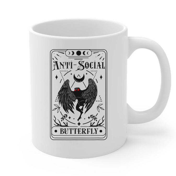 Introvert Apparel Emporium Mothman Tarot Card Antisocial Butterfly Cryptozoologist -Adults Grey Graphic Print Coffee Mug