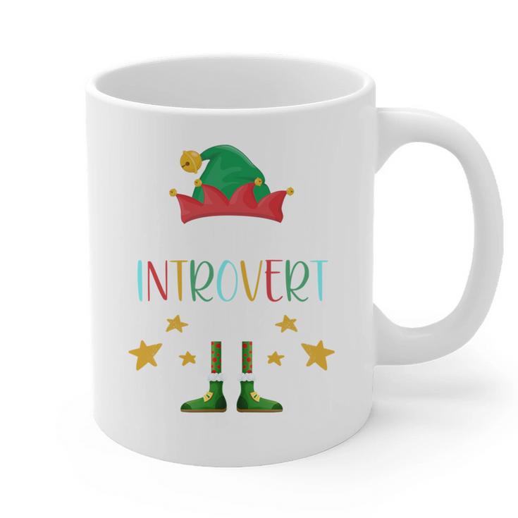 The Introvert Elf Christmas Family Matching Fun Xmas Top Graphic Print Coffee Mug