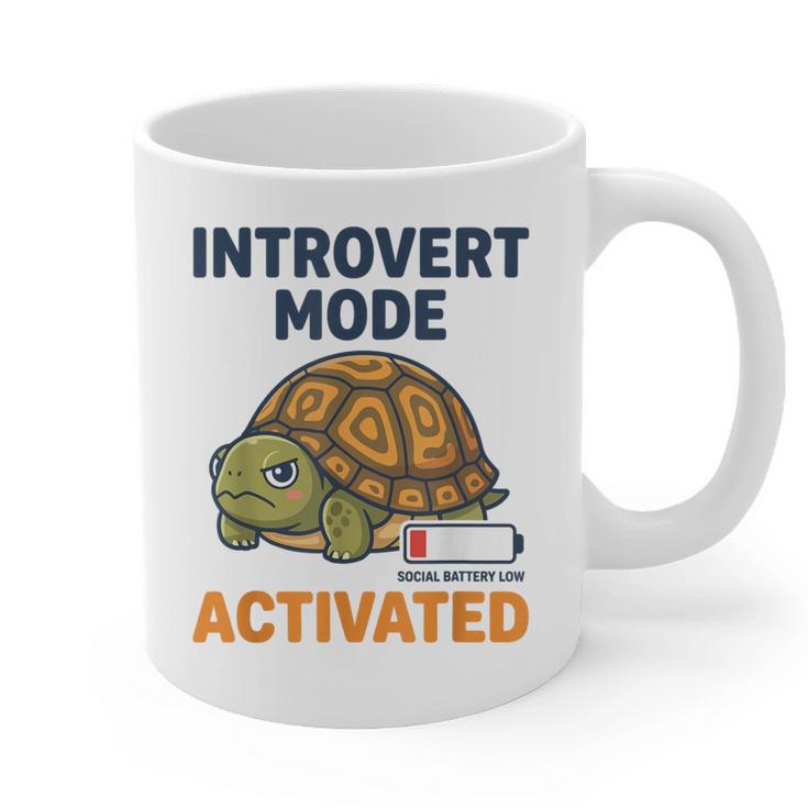Introvert Mode Activated Low Social Battery Box Turtle Graphic Print Coffee Mug