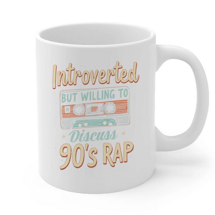 Introverted But Willing To Discuss 90s Rap Premium Tri-Blend Graphic Print Coffee Mug