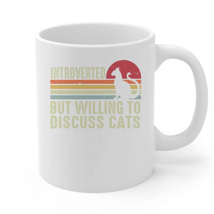 Introverted But Willing To Discuss Cats Kitten Pet Lover Graphic Print Coffee Mug Introverted But Willing To Discuss Cats Kitten Pet Lover Graphic Print Coffee Mug