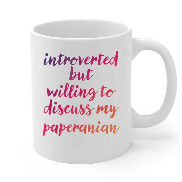 Introverted Willing To Discuss Paperanian Introvert Graphic Print Coffee Mug