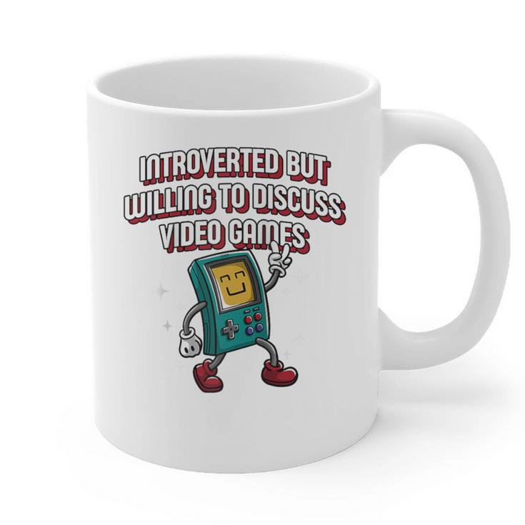 Introverted But Willing To Discuss Video Games Introvert Raglan Baseball Tee Graphic Print Coffee Mug