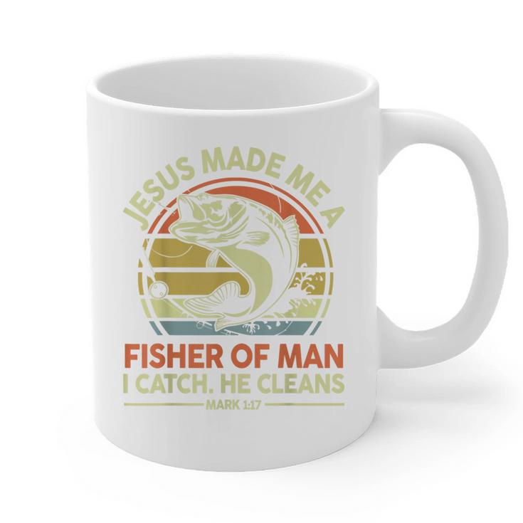 Jesus Made Fisher Man Christian Fishing Bass Fish Dad Graphic Print Coffee Mug