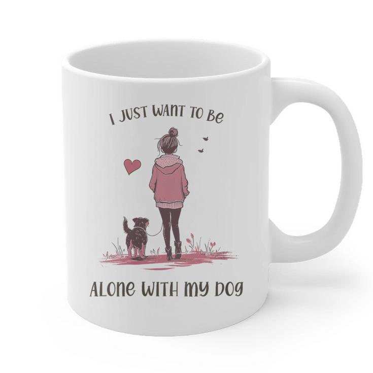 I Just Want To Be Alone With My Dog For Introvert Dog Mom Graphic Print Coffee Mug