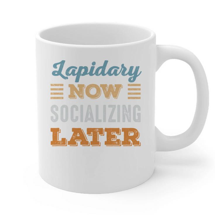 Lapidary Now Minimal Socializing Introvert Vintage Graphic Print Coffee Mug