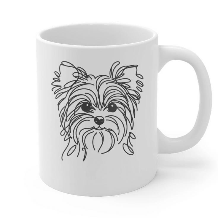 Line Art Dad Mom Dog Teecup Yorkie Graphic Print Coffee Mug