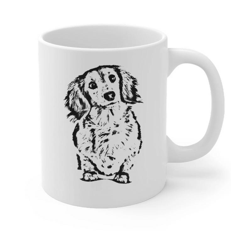 Long Hair Dachshund Lover Doxie Mom Dad Cute Wiener Dog Small Graphic Print Coffee Mug