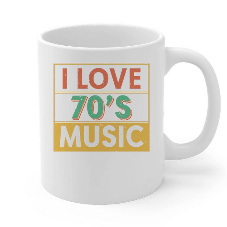 I Love 70's Music Retro Style Nostalgia Vibe 1970 70's Party Premium Tri-Blend Graphic Print Coffee Mug