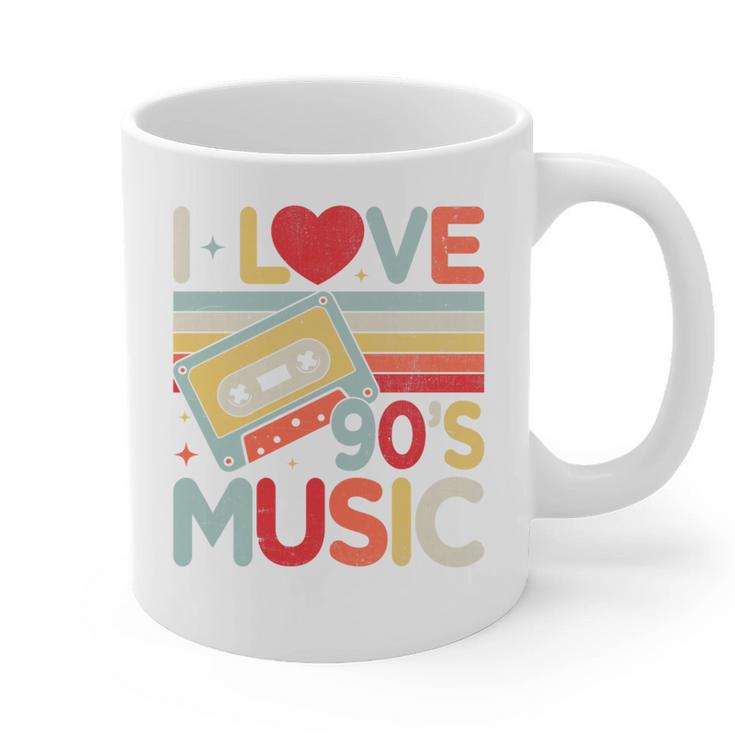 I Love 90's Music Retro Style Nostalgia Cassette 1990s Party Premium Tri-Blend Graphic Print Coffee Mug