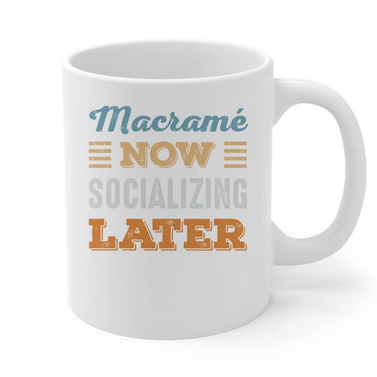 Macramé Now Minimal Socializing Introvert Vintage Graphic Print Coffee Mug