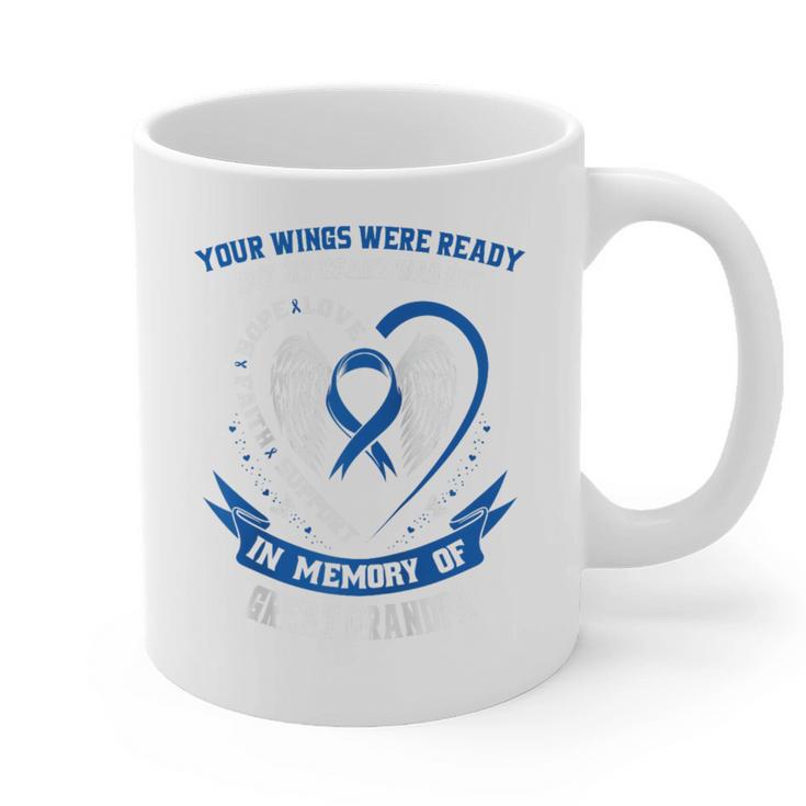 In Memory Of Great Grandpa Colon Cancer Awareness Memorial Raglan Baseball Tee Graphic Print Coffee Mug