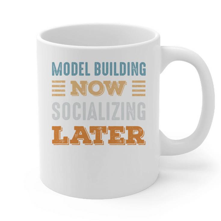 Model Building Now Minimal Socializing Introvert Vintage Graphic Print Coffee Mug