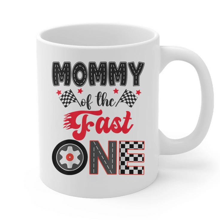 Mommy Of The Fast One Car Racing Dad 1St Birthday Boy Graphic Print Coffee Mug