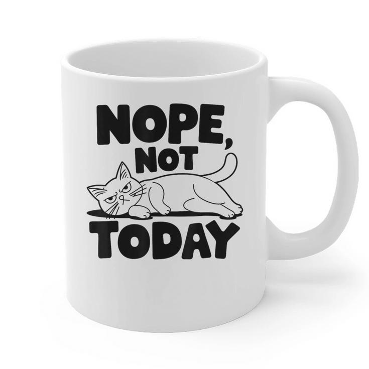 Nope Not Today Antisocial Introvert Cat Lover Men Women Kids Graphic Print Coffee Mug