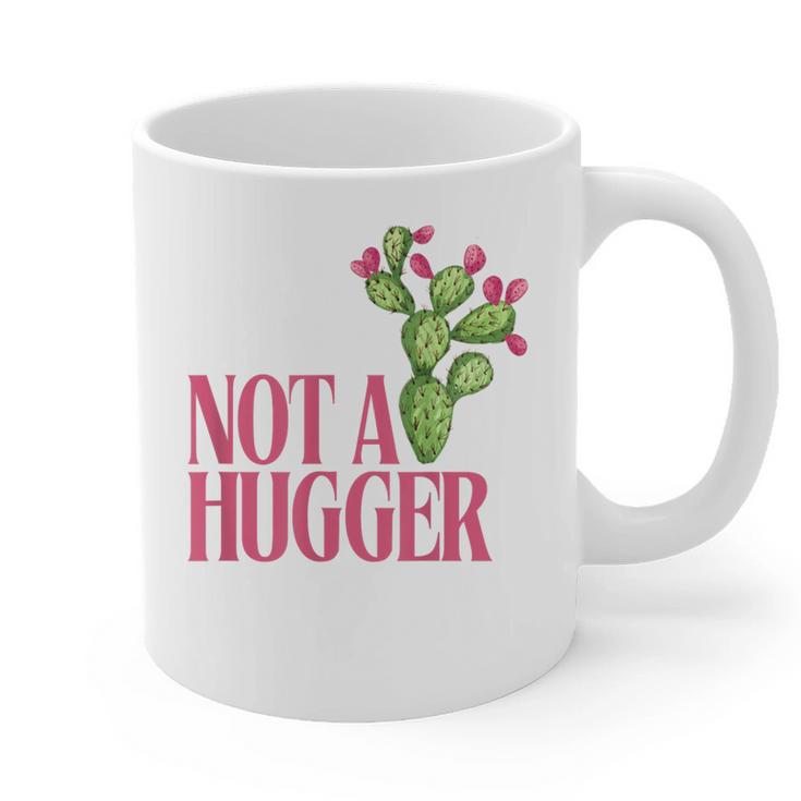 Not a Hugger Sarcastic Introvert Cactus Theme Women Graphic Print Coffee Mug