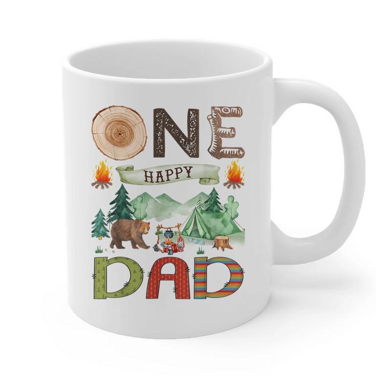 One Happy Dad Camper 1st Birthday Boy Camping Bear Graphic Print Coffee Mug One Happy Dad Camper 1st Birthday Boy Camping Bear Graphic Print Coffee Mug