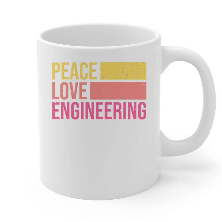 Peace Love Engineering Engineer School Graduation Retro Graphic Print Coffee Mug