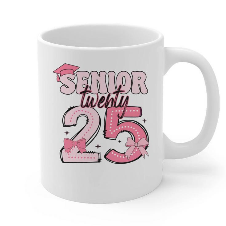Pink Coquette Bow Senior 2025 Back To School Graduation Girl Graphic Print Coffee Mug