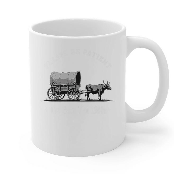 Please Be Patient I'm From The 1900s Oxen And Wagon Premium Graphic Print Coffee Mug