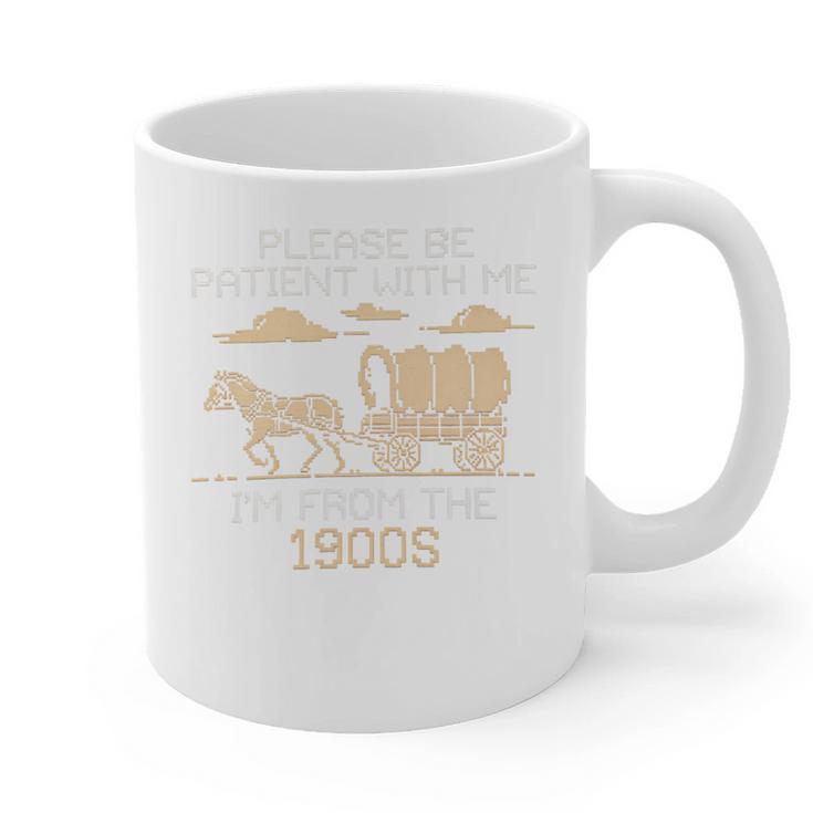 Please Be Patient I'm From The 1900s Retro Pixel Horse Wagon Premium Graphic Print Coffee Mug