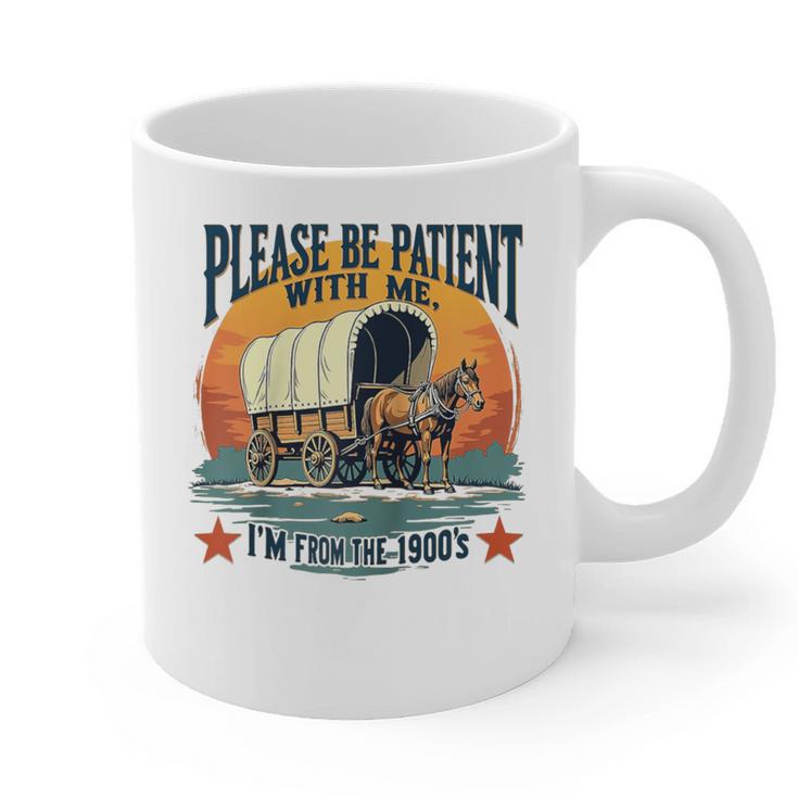 Please Be Patient With Me I'm From The 1900s Women Men Raglan Baseball Tee Graphic Print Coffee Mug