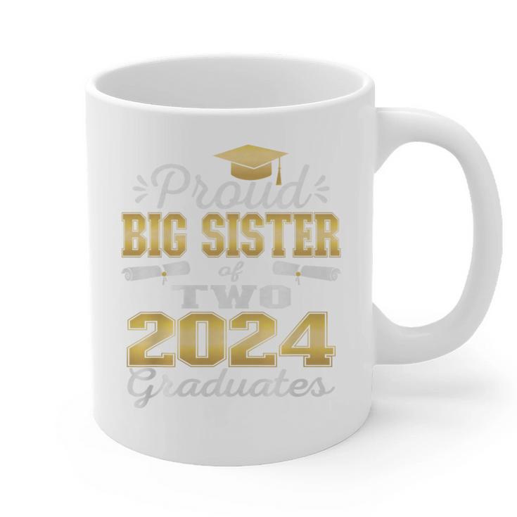 Proud Big Sister Of Two 2024 Graduate Class 2024 Graduation Premium Graphic Print Coffee Mug