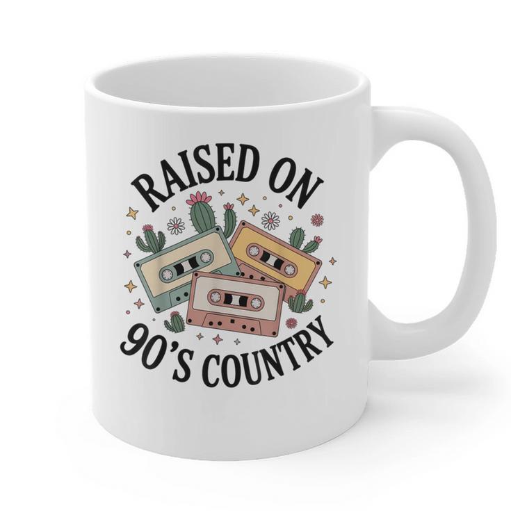 Raised On 90's Country Music Lover Nostalgia Retro Vibe Graphic Print Coffee Mug