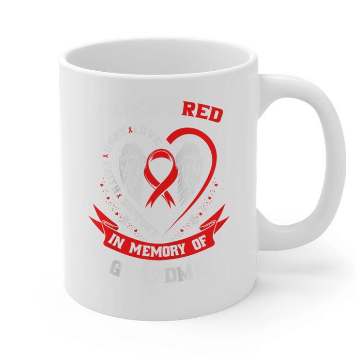 Red In Memory Of Grandma Heart Disease Awareness Month Raglan Baseball Tee Graphic Print Coffee Mug