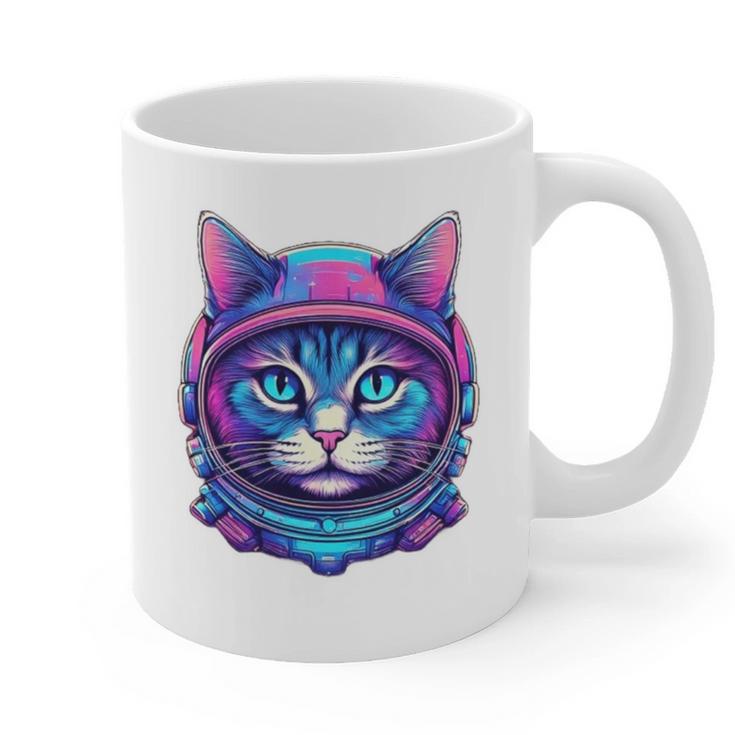 Retro 80s Cat In Space Suit Nostalgia Cat Vintage Astronaut Graphic Print Coffee Mug