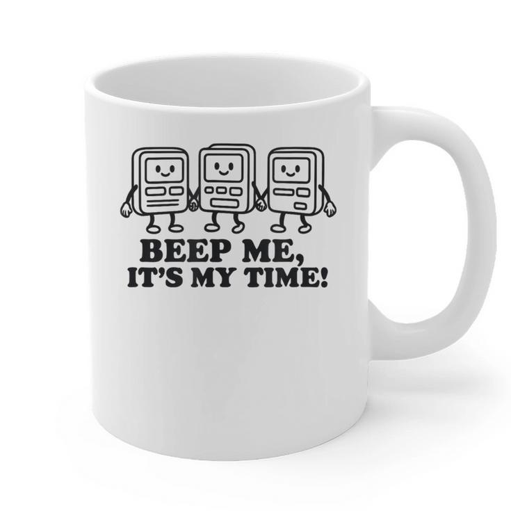 Retro Pager Squad Minimalist Monochrome Cartoon Nostalgia Graphic Print Coffee Mug