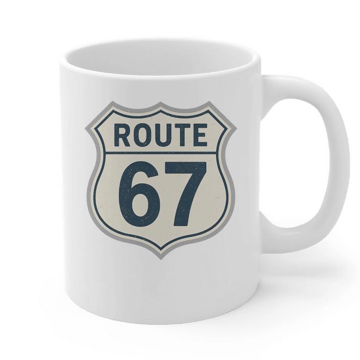 Retro Route 67 Highway Sign Vintage Road Nostalgia Premium Tri-Blend Graphic Print Coffee Mug Retro Route 67 Highway Sign Vintage Road Nostalgia Premium Tri-Blend Graphic Print Coffee Mug
