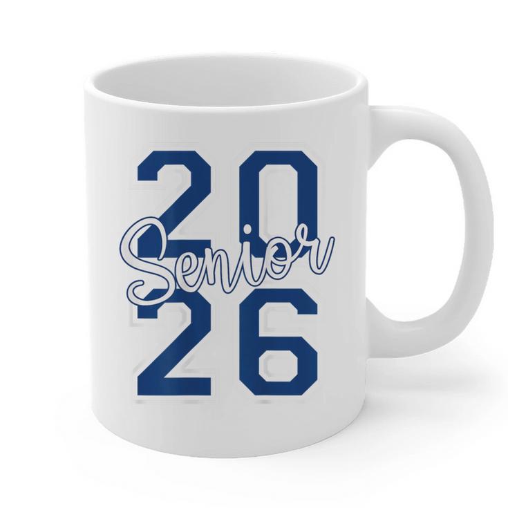 Senior 2026 Graduation Varsity Navy Blue On The Back Graphic Print Coffee Mug