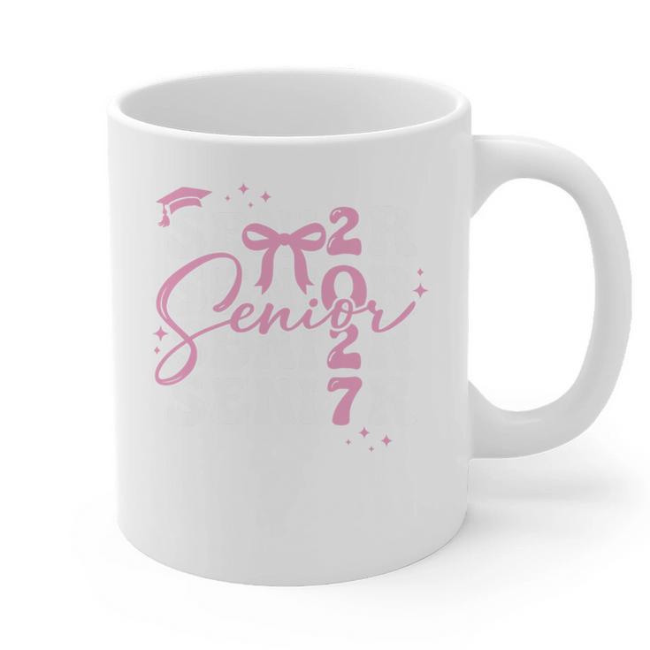 Senior 2027 Class Of 2027 Coquette Pink Bow Graduation 2027 Premium Tri-Blend Graphic Print Coffee Mug