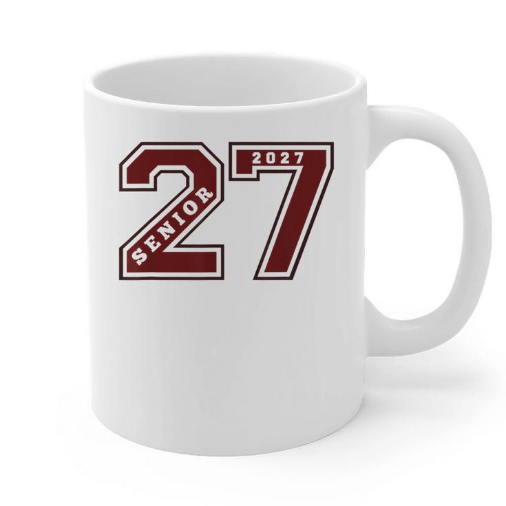 Senior 2027 Maroon Senior Class Of 27 Jersey Graduation Graphic Print Coffee Mug