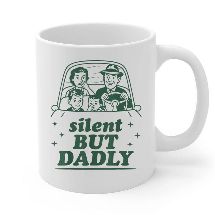 Silent But Dadly Father's Day Fart Dad Farting Vintage Graphic Print Coffee Mug