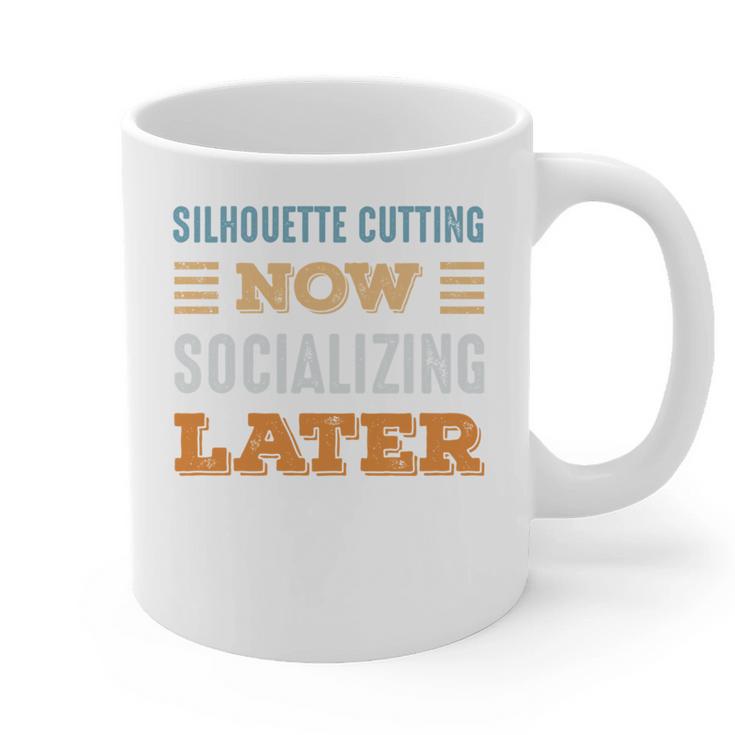 Silhouette Cutting Now Minimal Socializing Introvert Graphic Print Coffee Mug