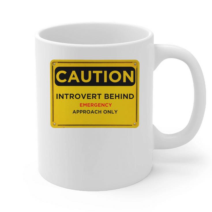 A Simple Yellow Warning Sign For Introvert Graphic Print Coffee Mug