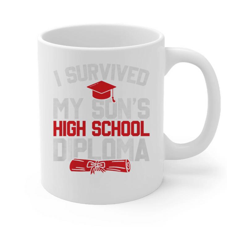 I Survived My Son's High School Diploma Graduation Premium Graphic Print Coffee Mug