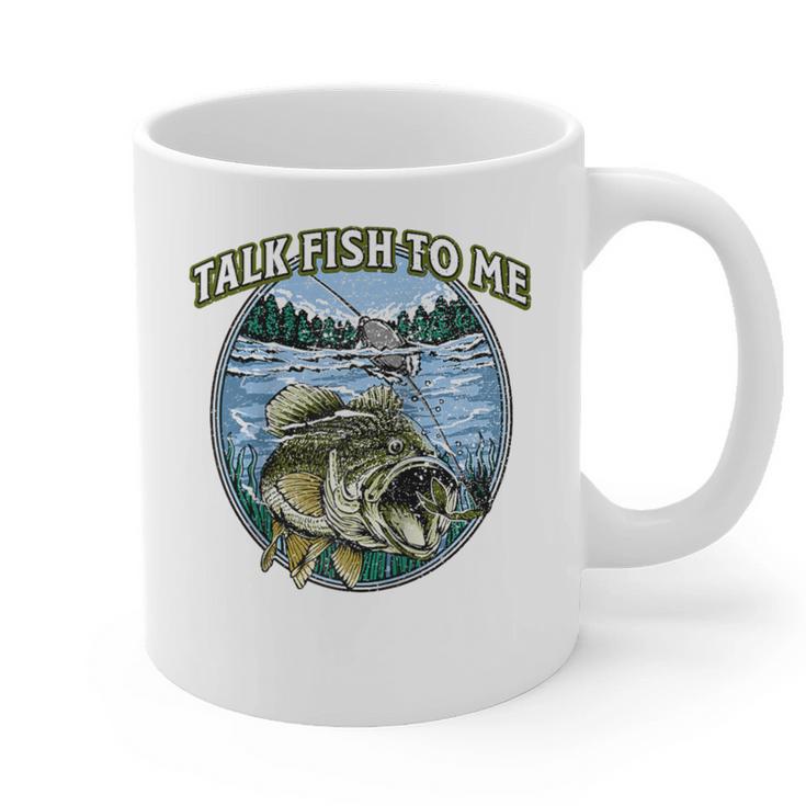 Talk Fish To Me Introvert Fishing Antisocial Fisherman Raglan Baseball Tee Graphic Print Coffee Mug