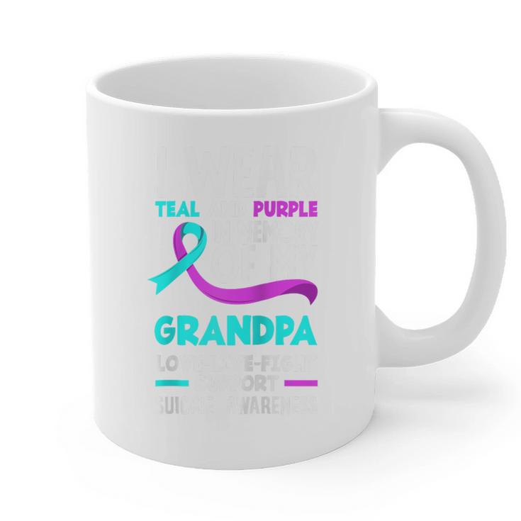 Teal & Purple In Memory Of My Grandpa Suicide Prevention Raglan Baseball Tee Graphic Print Coffee Mug