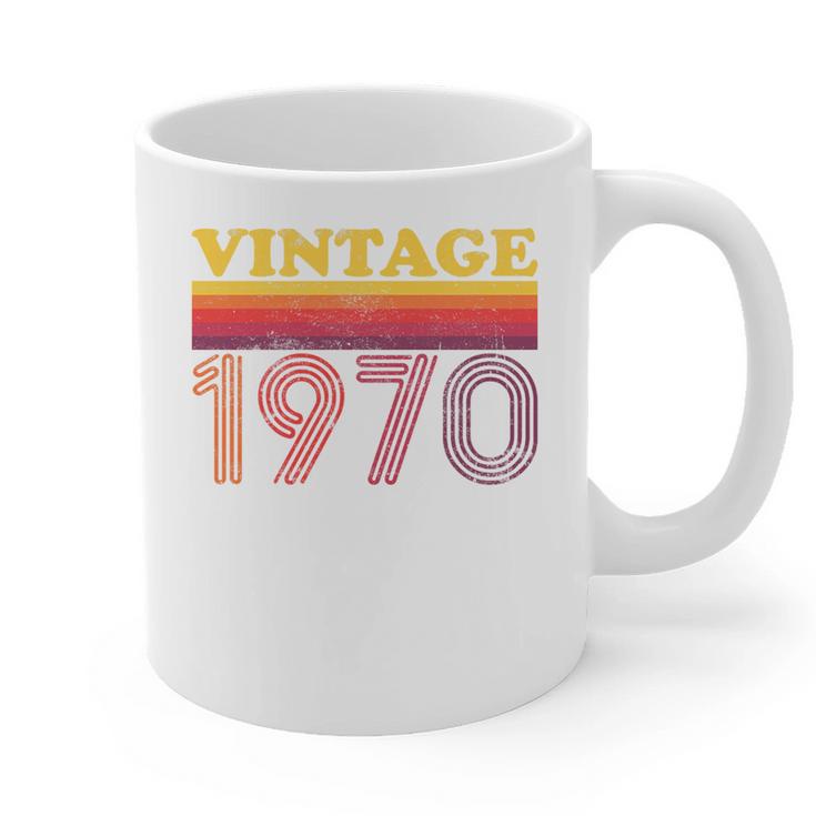 Vintage 1970 Retro Style 70's Born Nostalgia Vibes Birthday Premium Tri-Blend Graphic Print Coffee Mug