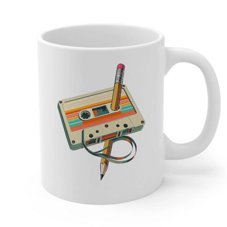 Vintage Pencil Rewind Cassette Tape Nostalgia Party 80s 90s Premium Graphic Print Coffee Mug