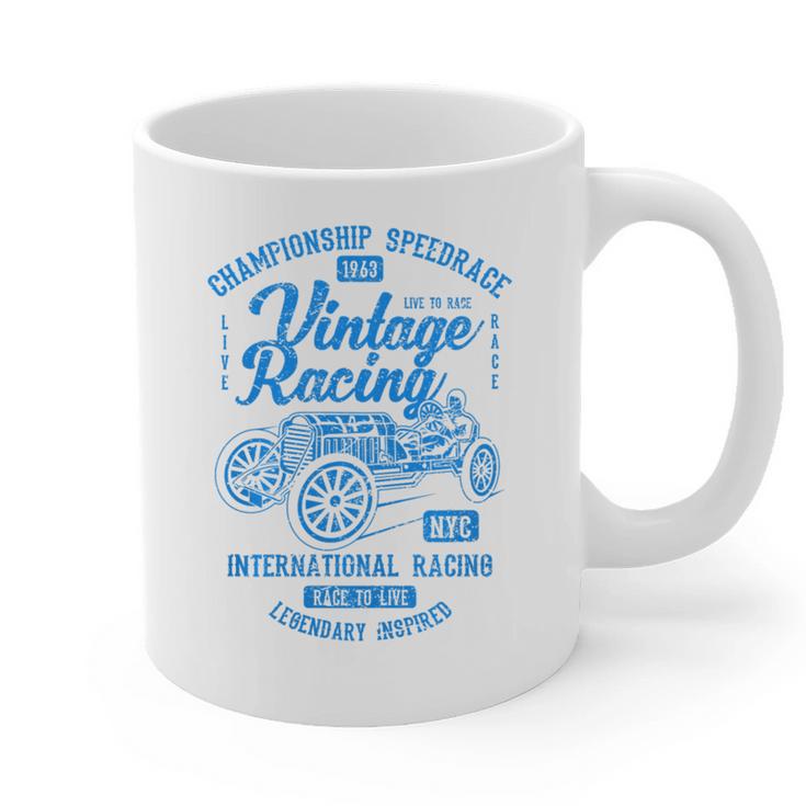 Vintage Racing Automotive Nostalgia Distressed Car Premium Tri-Blend Graphic Print Coffee Mug