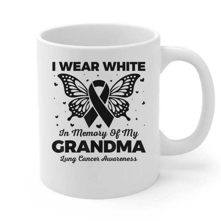 I Wear In Memory Of My Grandma Butterfly Lung Cancer Graphic Print Coffee Mug