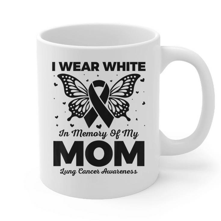 I Wear In Memory Of My Mom Butterfly Lung Cancer Graphic Print Coffee Mug